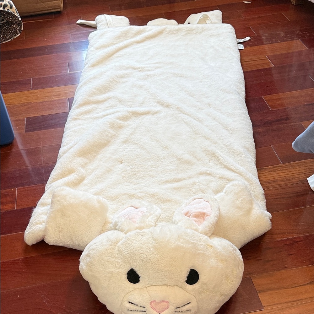 Plush Bunny Sleeping Bag - white Bunny Head billow
